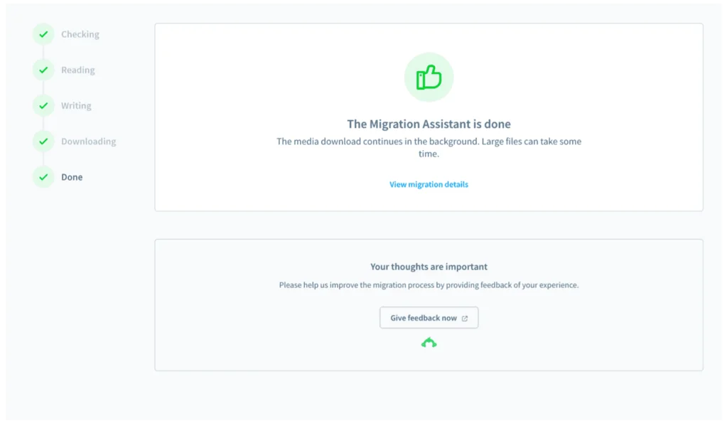 Migrations Assistent in Shopware abgeschlossen