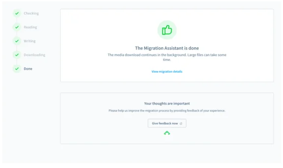 Migrations Assistent in Shopware abgeschlossen