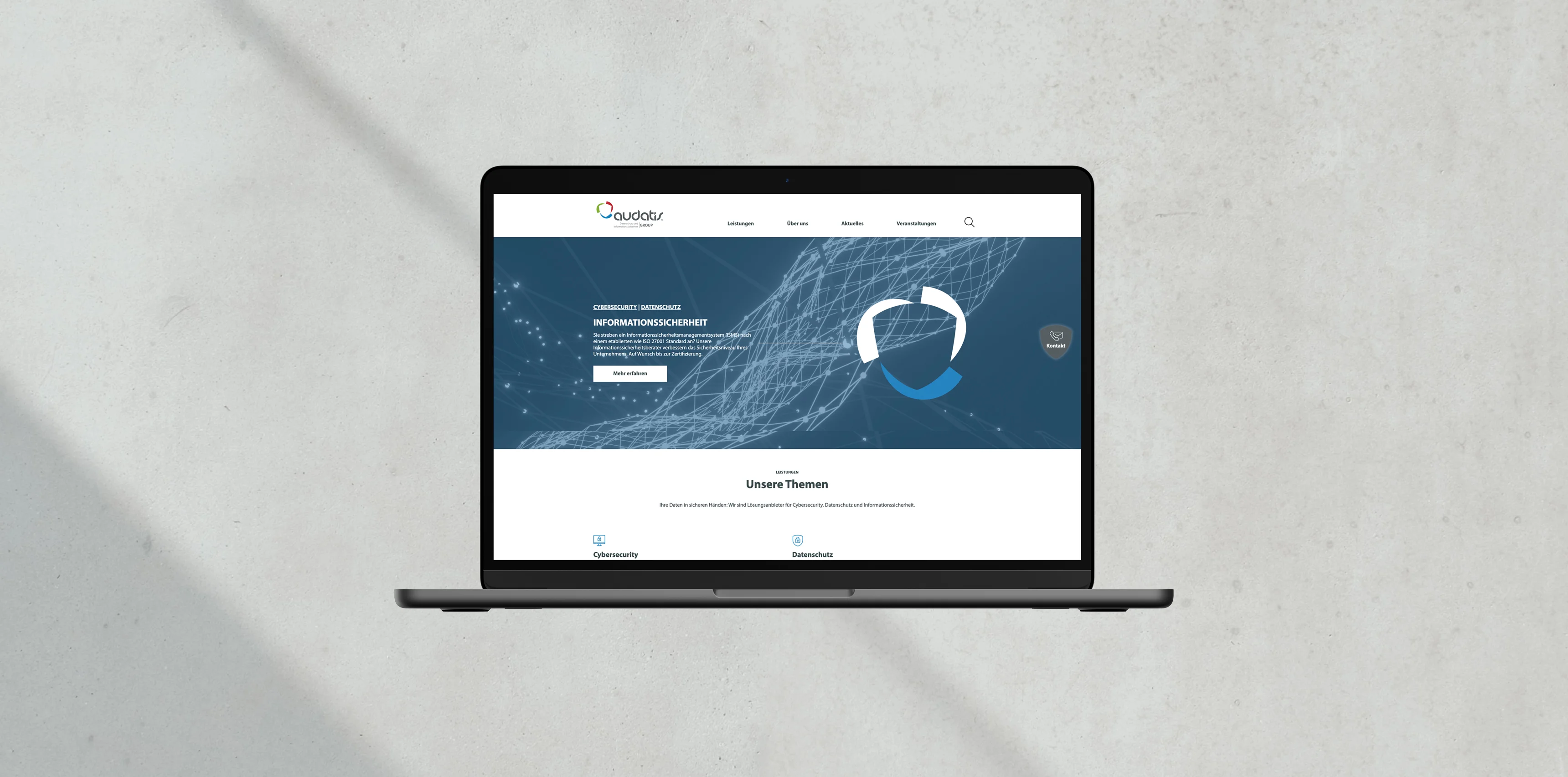 Audatis Website auf einem Laptop geöffnet