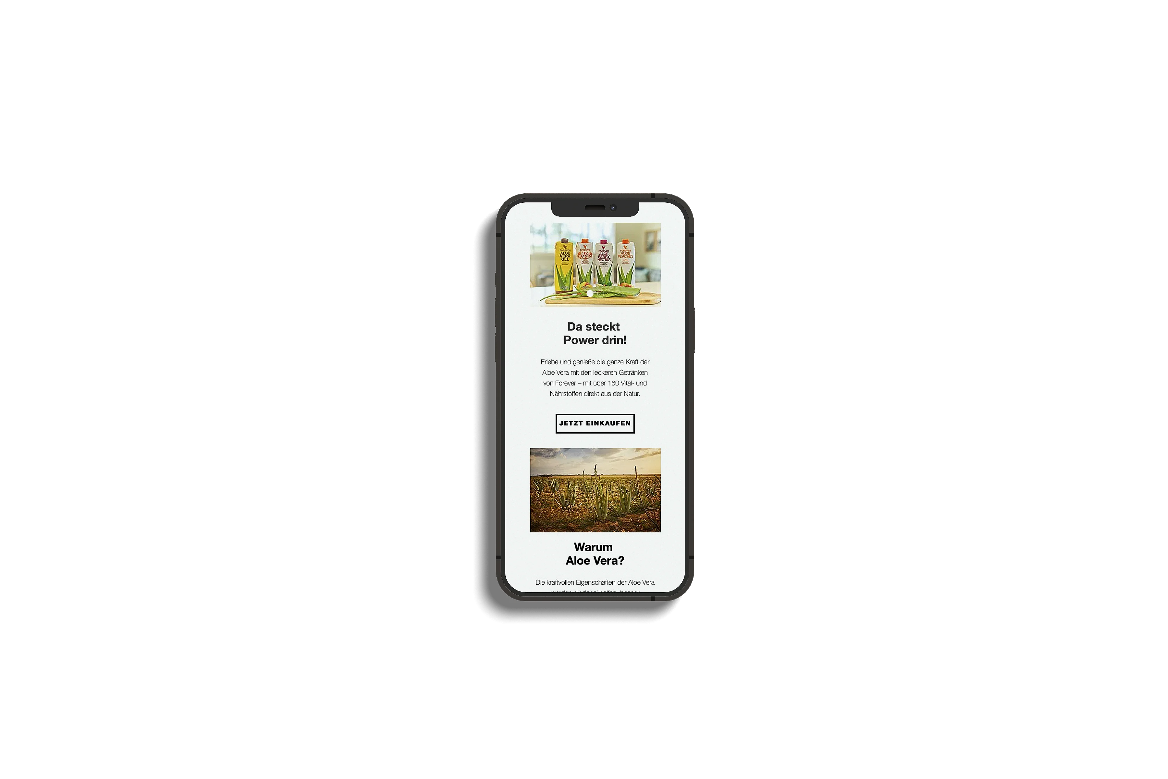 Forever Living Products Onlineshop auf einem Handy geöffnet