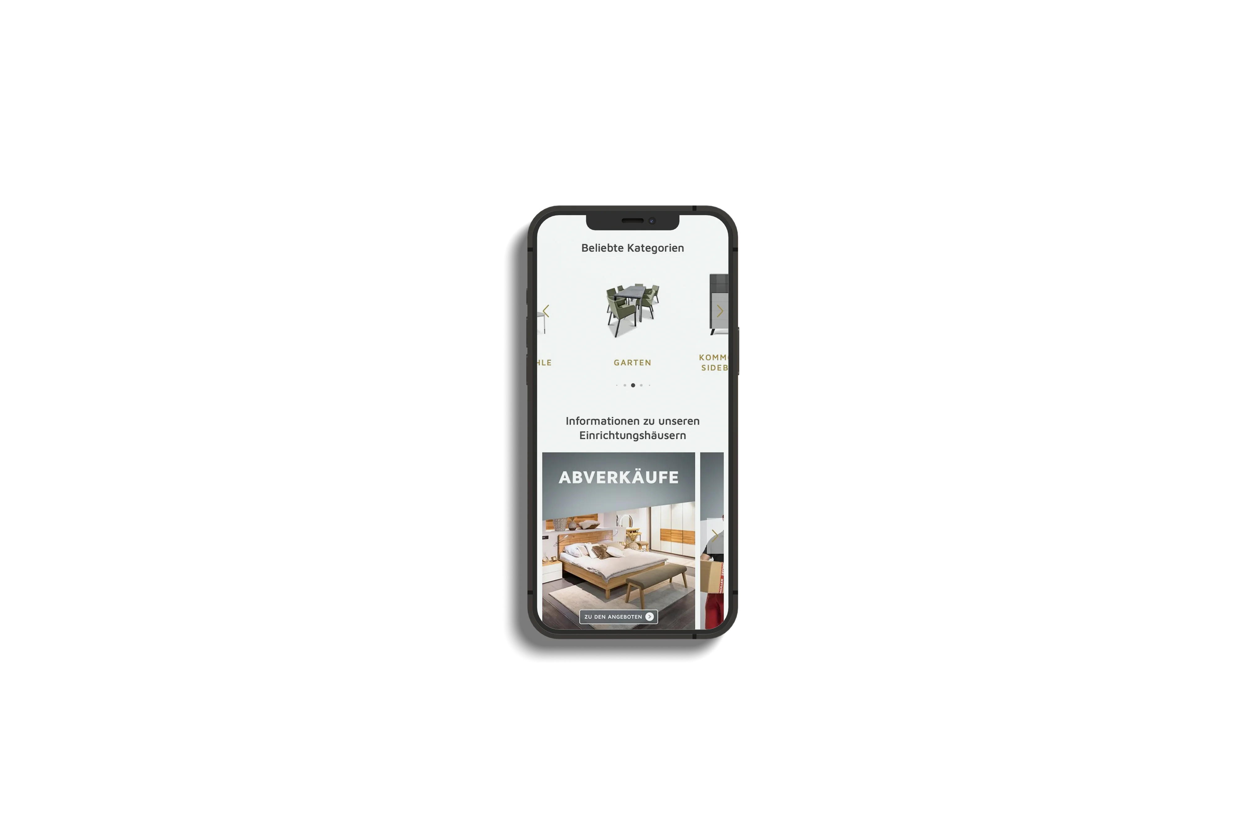 Segmüller Onlineshop auf einem Handy geöffnet